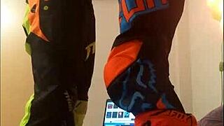 Gay motocross rider receives passionate blowjob