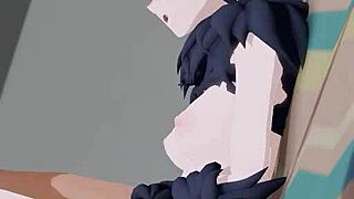 Kazusa beast in detailed 3d cartoon hentai anime scene