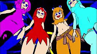 Pacman ghost girls dancing in three phases
