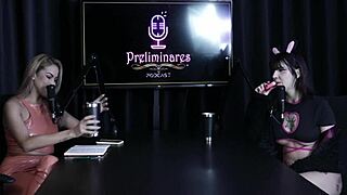 Yummi Paradise shows moans breasts tattoos in sheer red lingerie cosplay