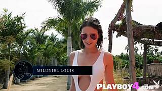 I, stunng natural big ass milf Miluniel Louis, am posin in hot white bodysuit, strippin naked slowly.