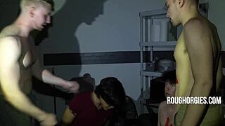 Rough Gay Frat Twinks Initiation Orgy With Hardcore Group Action