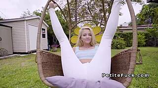 Can this small tittied blonde teen bang?