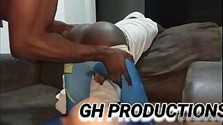 Does little african teen 18+ slut get ass played and fucked hard on couch?