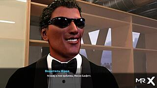 Anime Secretary Shows Panties in 3D Cartoon Game