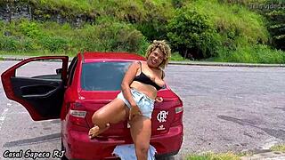 Latina BBW Blonde Touches Herself in Car Heat