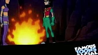 Starfire and Robin in doggy style with fixed audio in cartoon porn
