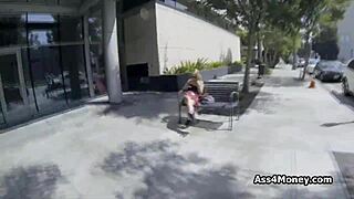 Barista spreading wide for cock and money in public pov