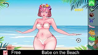 I relax on the beach with a hentai babe