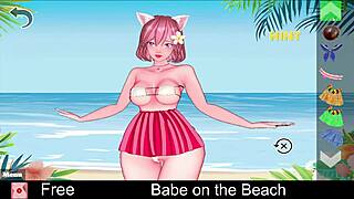 I relax on the beach with a hentai babe