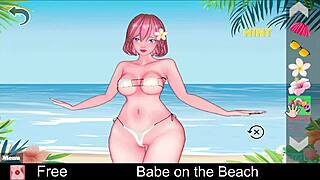 I relax on the beach with a hentai babe