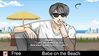 I relax on the beach with a hentai babe