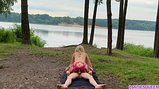 naked blonde rides hard outside in public