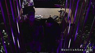 dude fucks sexy blonde babe in black stockings