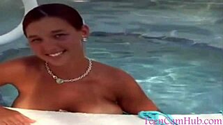 Big Tits Model Teases In Bikini By Pool