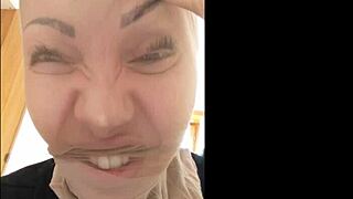 Hey, why do I look so weird with stockings over my face like a pig nose?