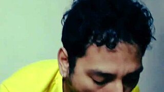 Sucking on that hairy guy's delicious cock