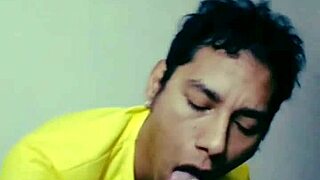 Sucking on that hairy guy's delicious cock