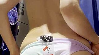 Hidden camera catches young latina exposing tits in department store fitting room!