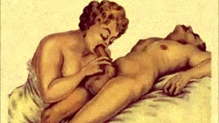 Vintage erotic drawings from antique retro collections