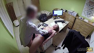 loan4k agent screws eager student girl in public casting for document approval