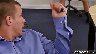 Straight executive strips for intense gay sex