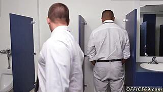 Straight executive strips for intense gay sex