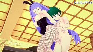 nejire hado and tsuyu asui and izuku midoriya bunny girl intense sex - my hero academia hentai 😍