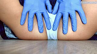 I can’t resist this hot Latina doctor fingering close-up