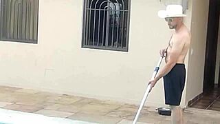 Athletic Tattooed MILF's Passionate Pool Oral Leading to Cum Bath