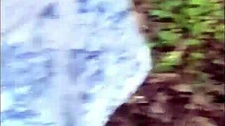 Wanking outdoors in the woods with my milf wife flashing big tits!