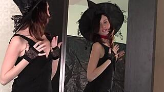 young witch victoria voss in fishnets casts sex spell