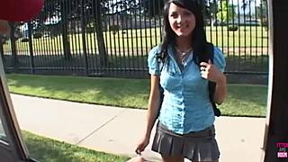 super lovely dark haired girl gets fucked in a van doggy missionary and cowgirl style