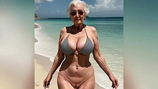 Granny Shows Sexy Bikini with Dirty Talk 😈