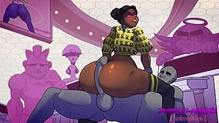 Shadow Lady Chun-Li rides in cowgirl for creampie?