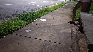 Damn! Risky public handjob at the bus stop next to a stunning stranger!