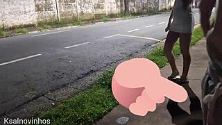 Damn! Risky public handjob at the bus stop next to a stunning stranger!