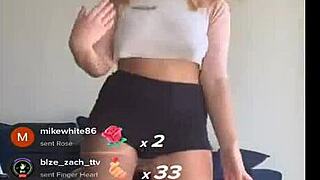 Bouncing Blonde Tits In Bra And Shorts