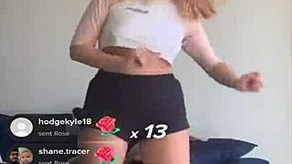 Bouncing Blonde Tits In Bra And Shorts