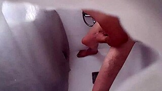 Hidden camera catches roommate assfucking with plunger in gay anal scene