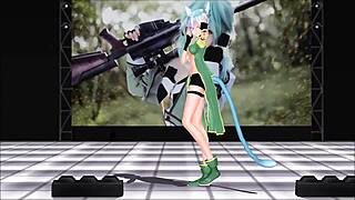 Sinon from Sword Art Online in Wild MMD Action!