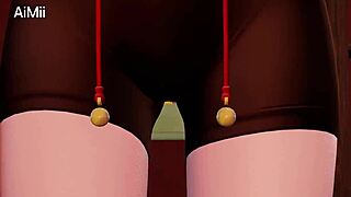 Naughty futanari girl masturbates with big cock in hentai