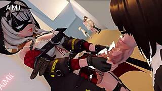 Naughty futanari girl masturbates with big cock in hentai