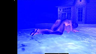 Erotic animation of a woman's poolside encounter