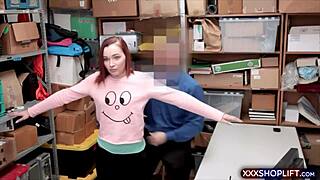 cute redhead shoplifter gets punished with rough fucking