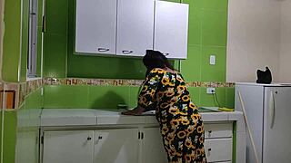 consoling my stepmother after her husband's cheating, i help her get revenge and fuck her in the kitchen