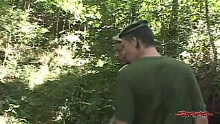 hey, watch four horny gay soldiers pound rough anal in forest