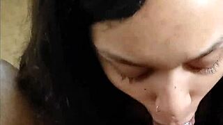 Black Bikini Dancer Performs Deepthroat Blowjob In POV!