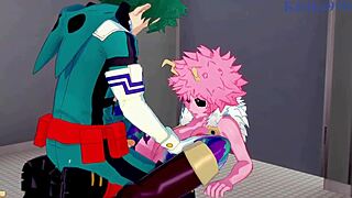 Mina ashido and momo yaoyorozu intense sex with izuku midoriya
