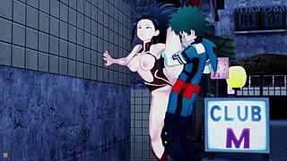 Mina ashido and momo yaoyorozu intense sex with izuku midoriya